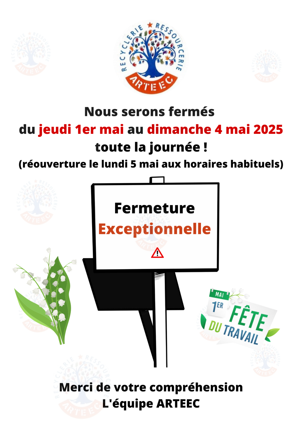 Fermeture 1er mai 2025
