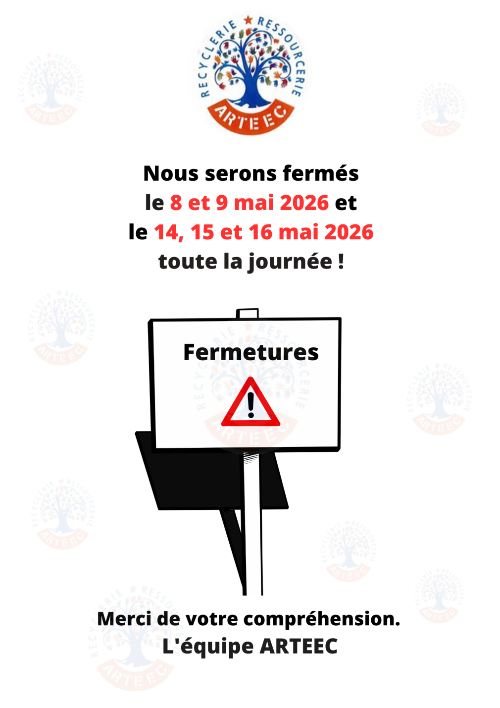 fermetures mai 2026