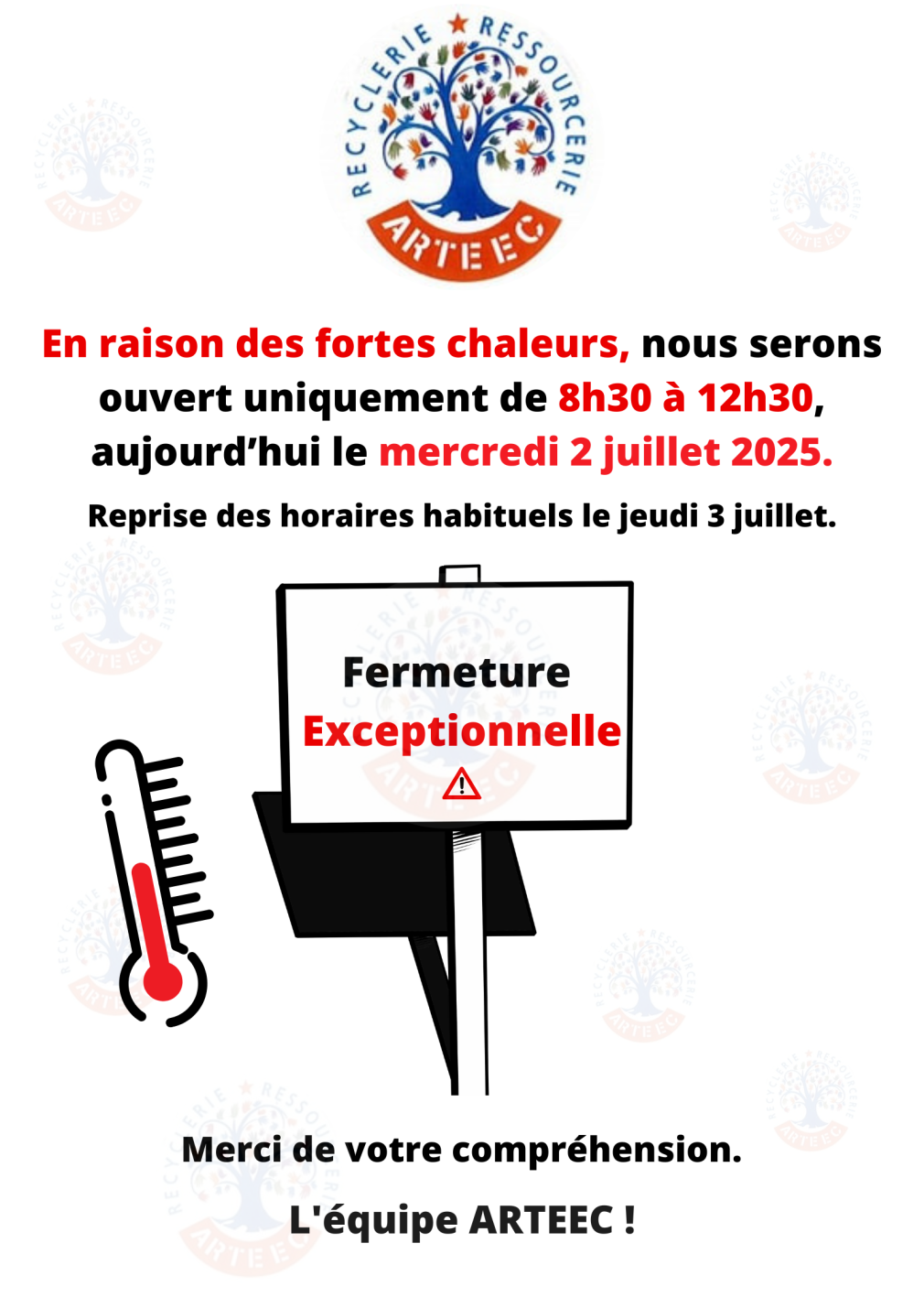 Fermeture après midi 2 juillet 2025