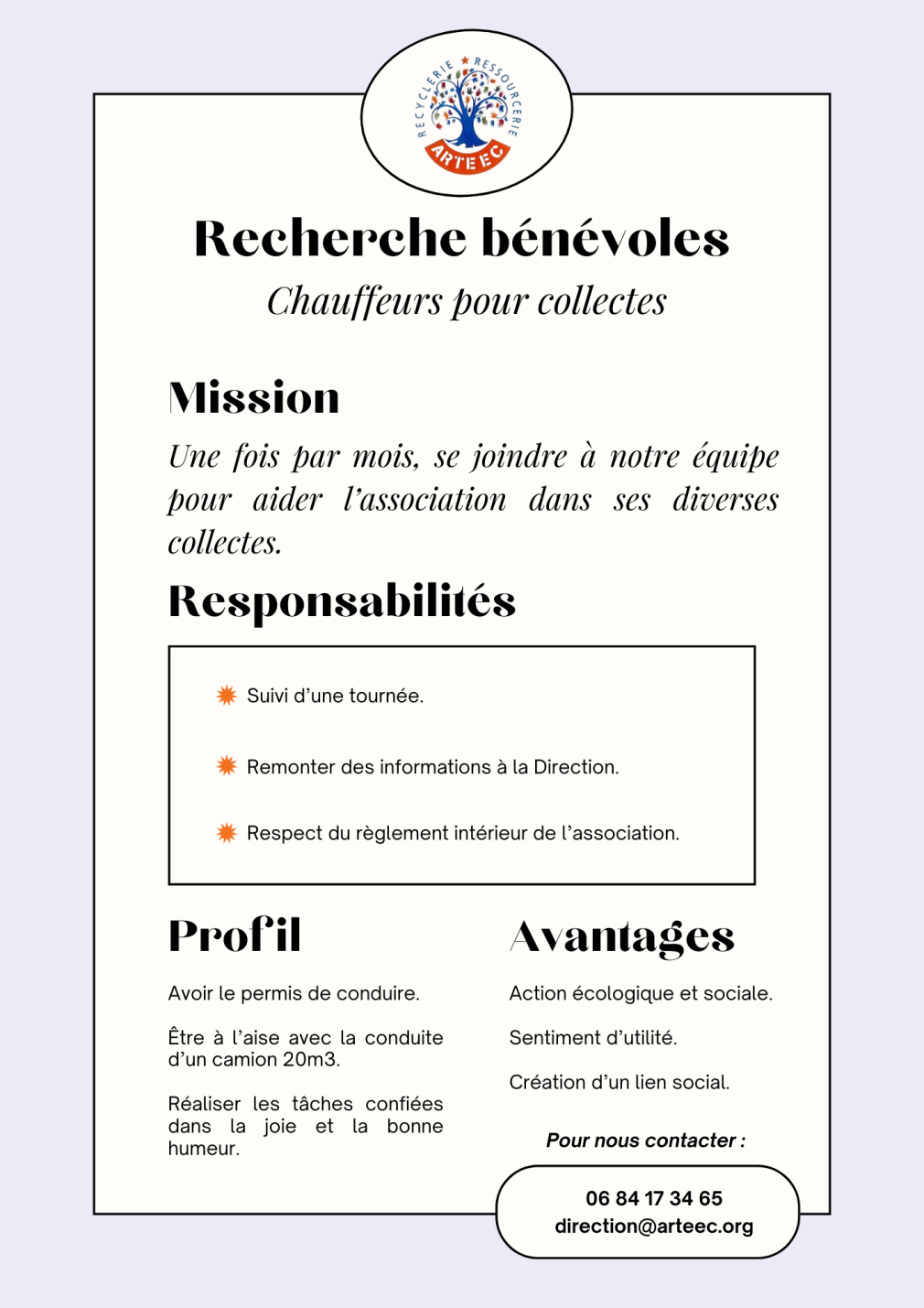 fiche mission bénévole